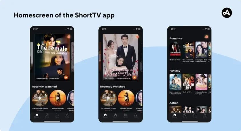 home screen of an app like dramabox